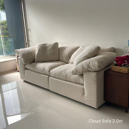 Cloud beige fabric sofa sample at 200cm