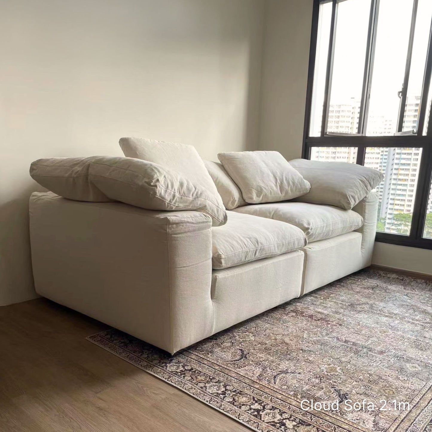 Cloud beige fabric sofa sample at 210cm