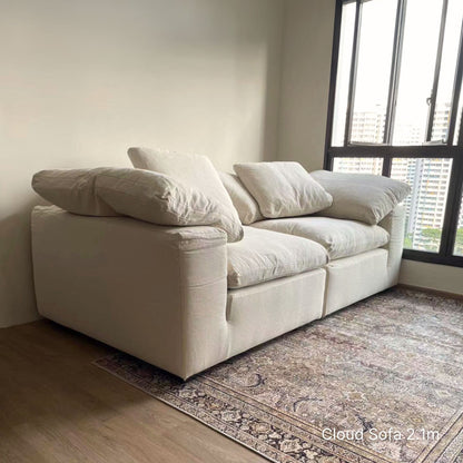 Cloud beige fabric sofa sample at 210cm