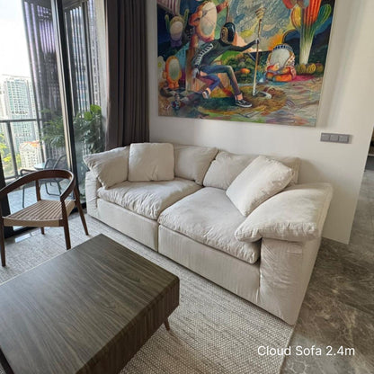 Cloud beige fabric sofa sample at 240cm