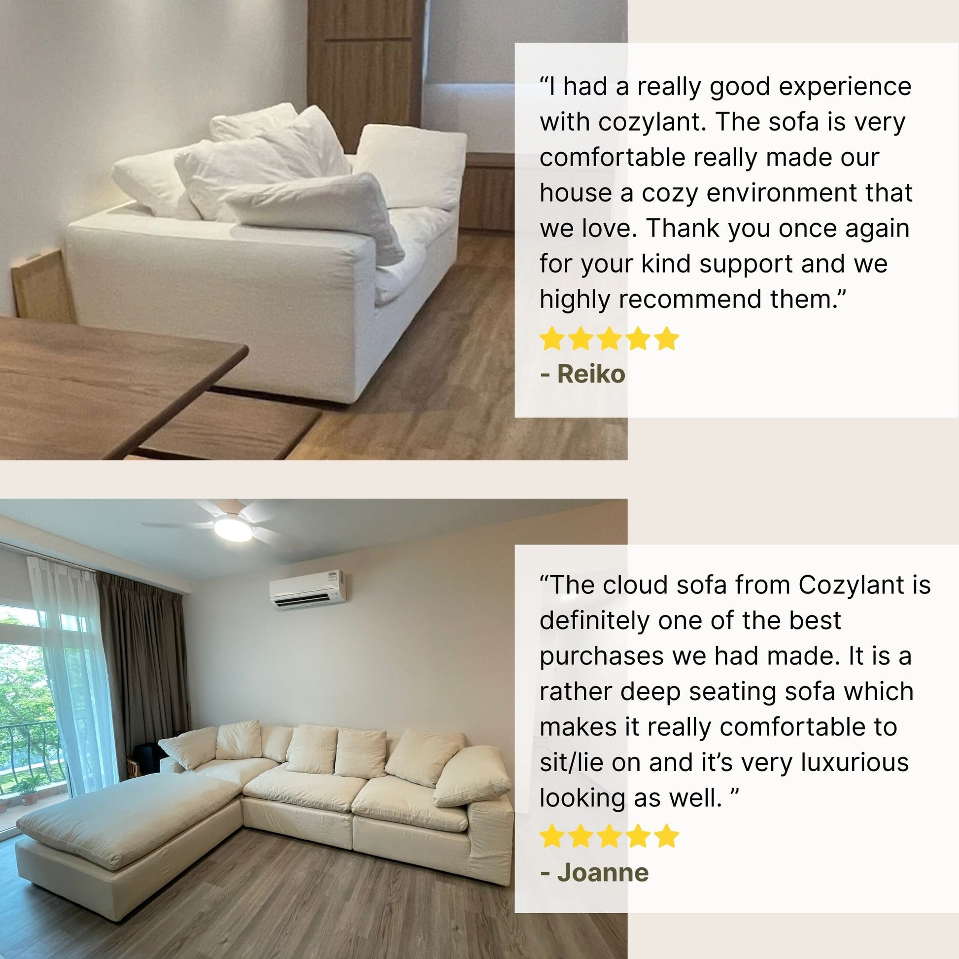 Good reviews for Cloud fabric sofa