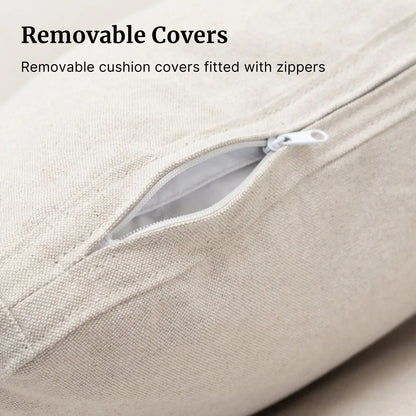 Removable cushion covers fitted with zippers