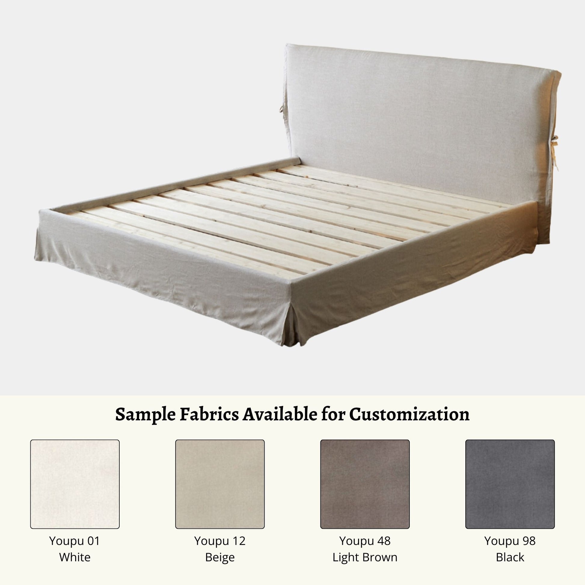 Cloud white fabric bed frame fabric customizable sample options (Other)