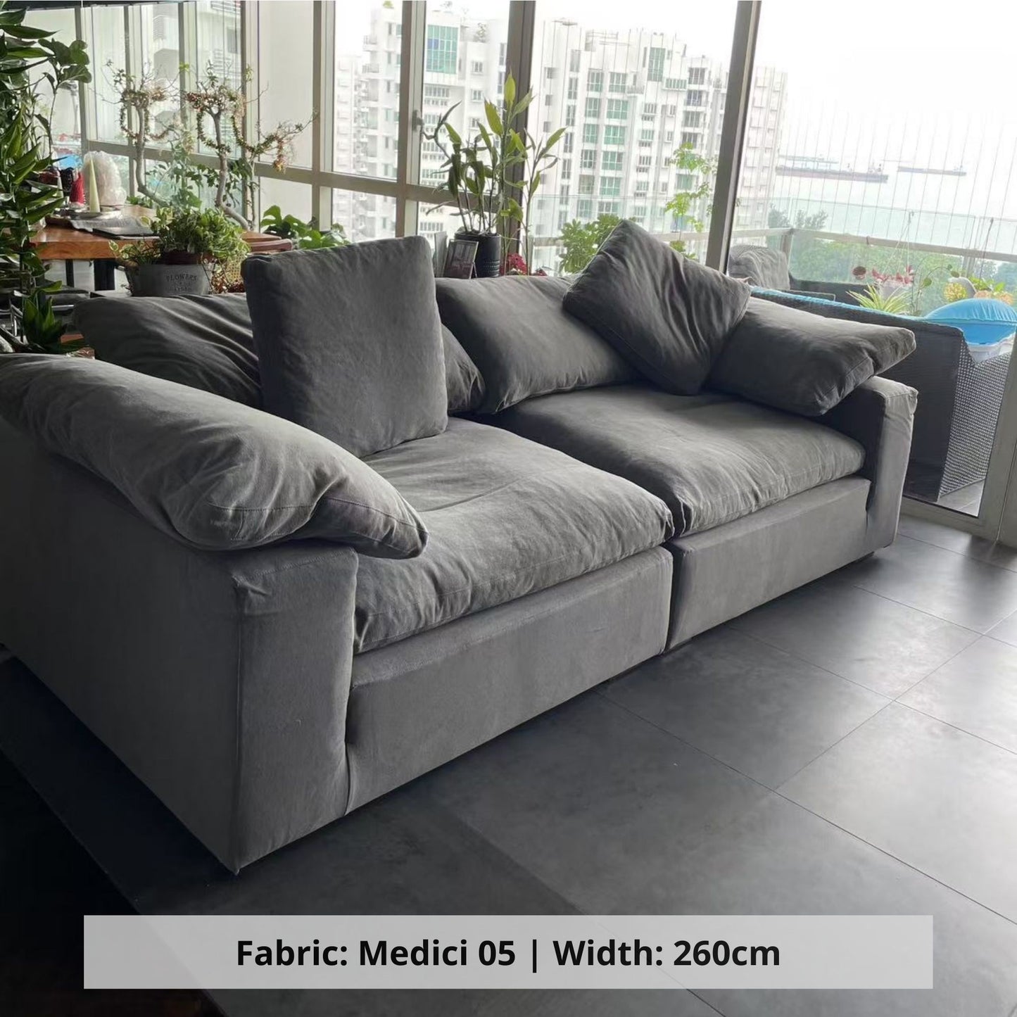 Cloud 4 seater grey fabric sofa sample (Other)