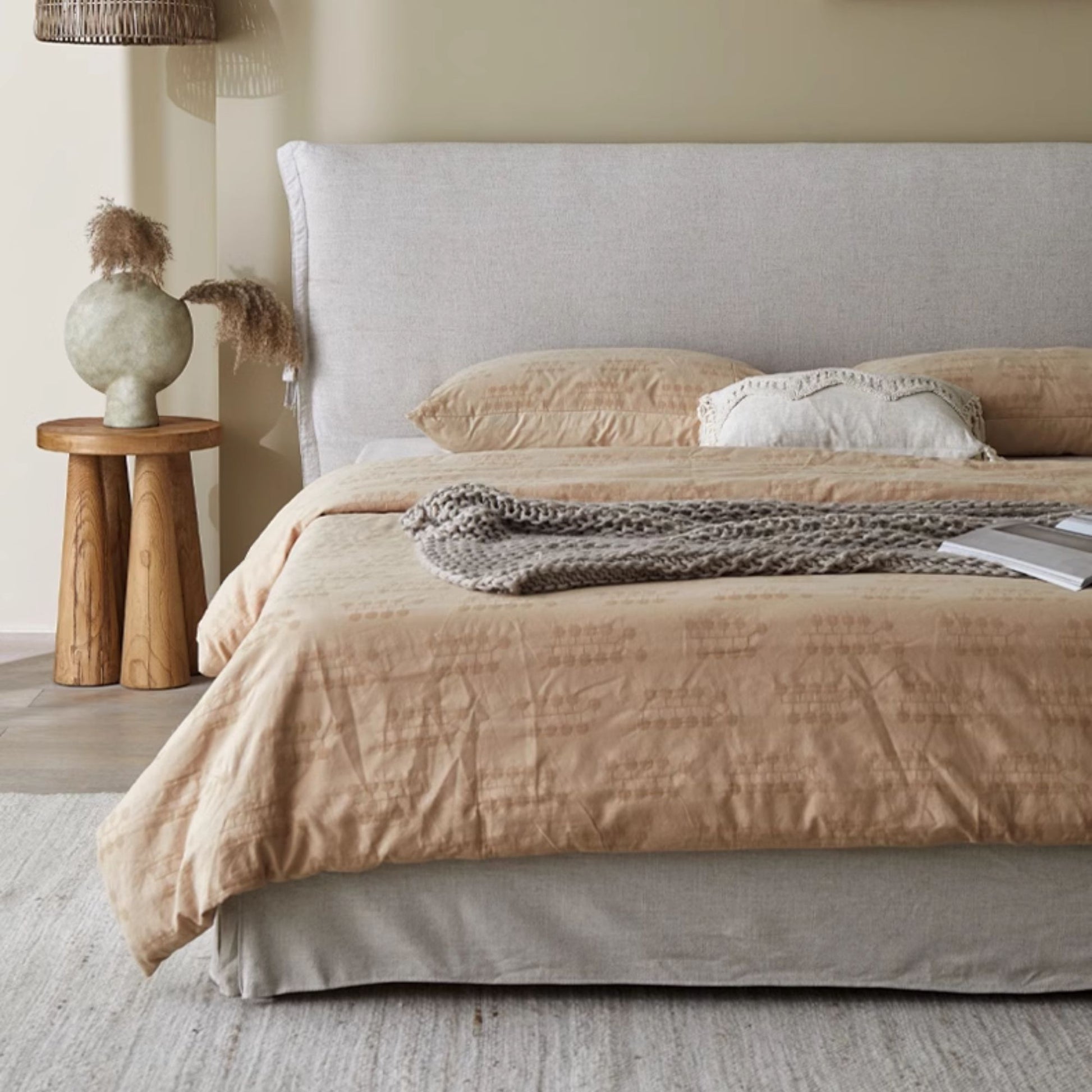 Cloud white fabric bed frame