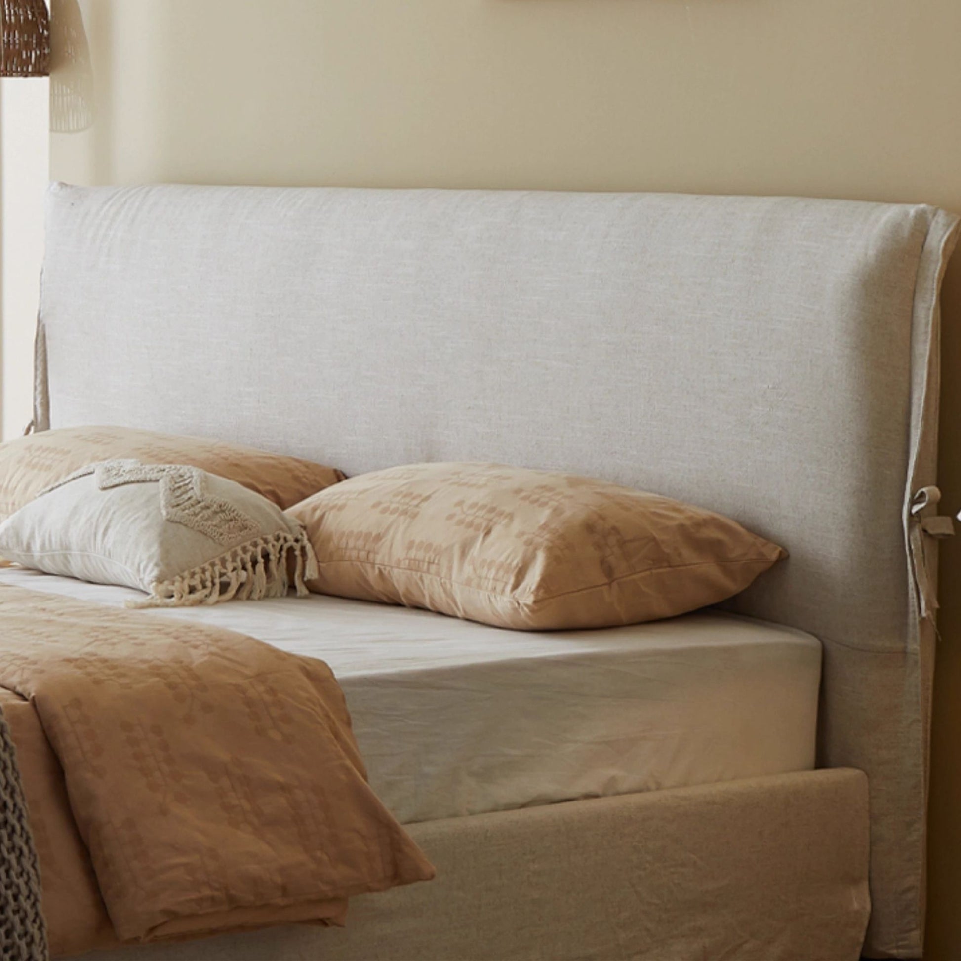 Cloud white fabric bed frame