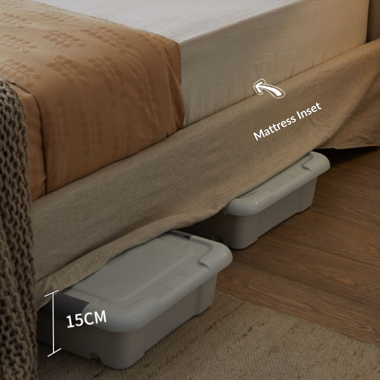 Cloud white fabric bed frame