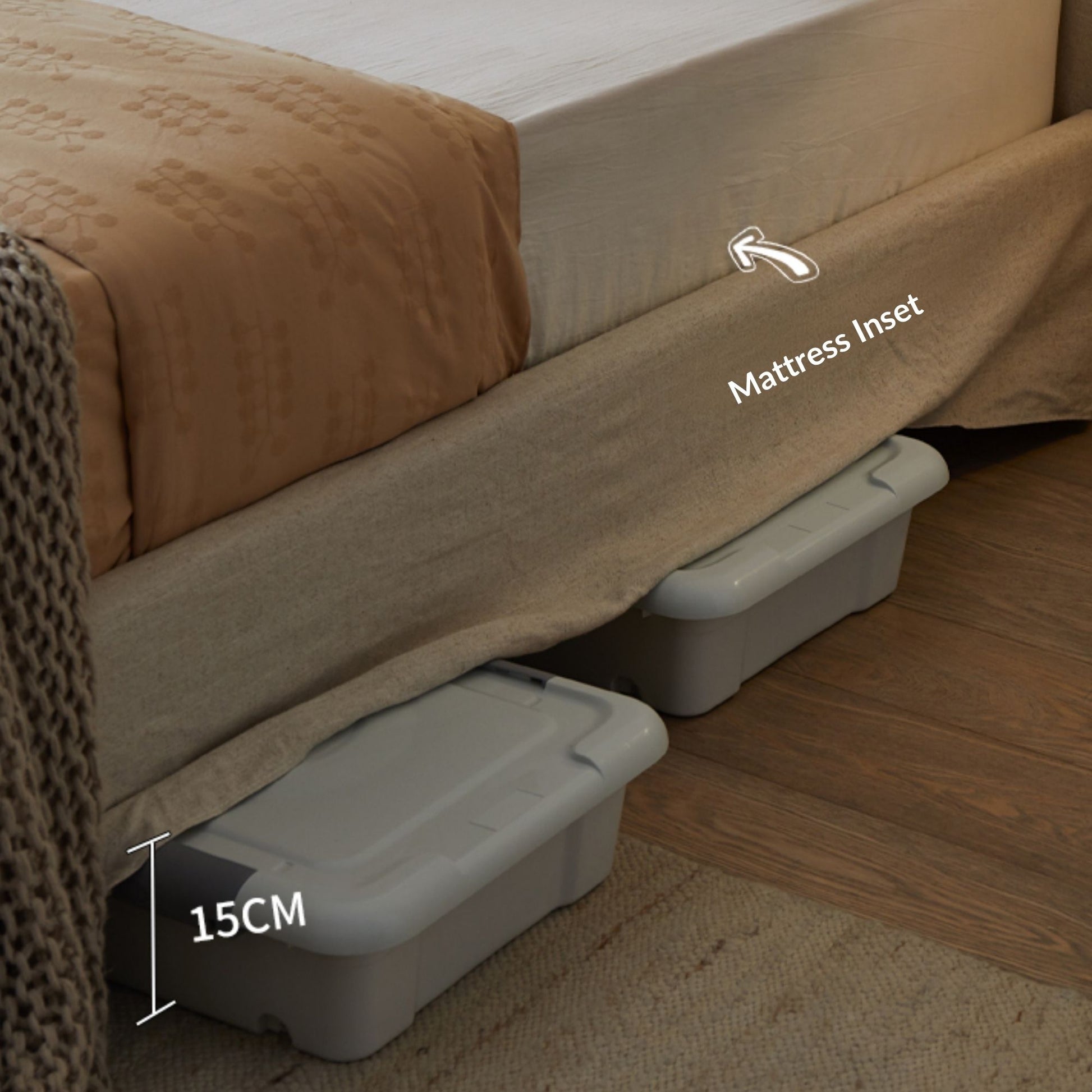 Cloud white fabric bed frame