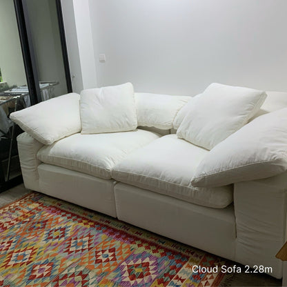 Cloud fabric sofa delivered sample in white at 2.28cm