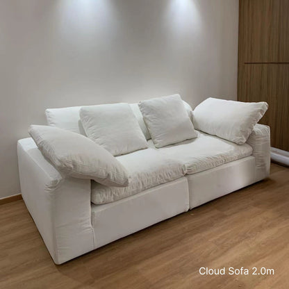Cloud white fabric sofa sample at 228cm