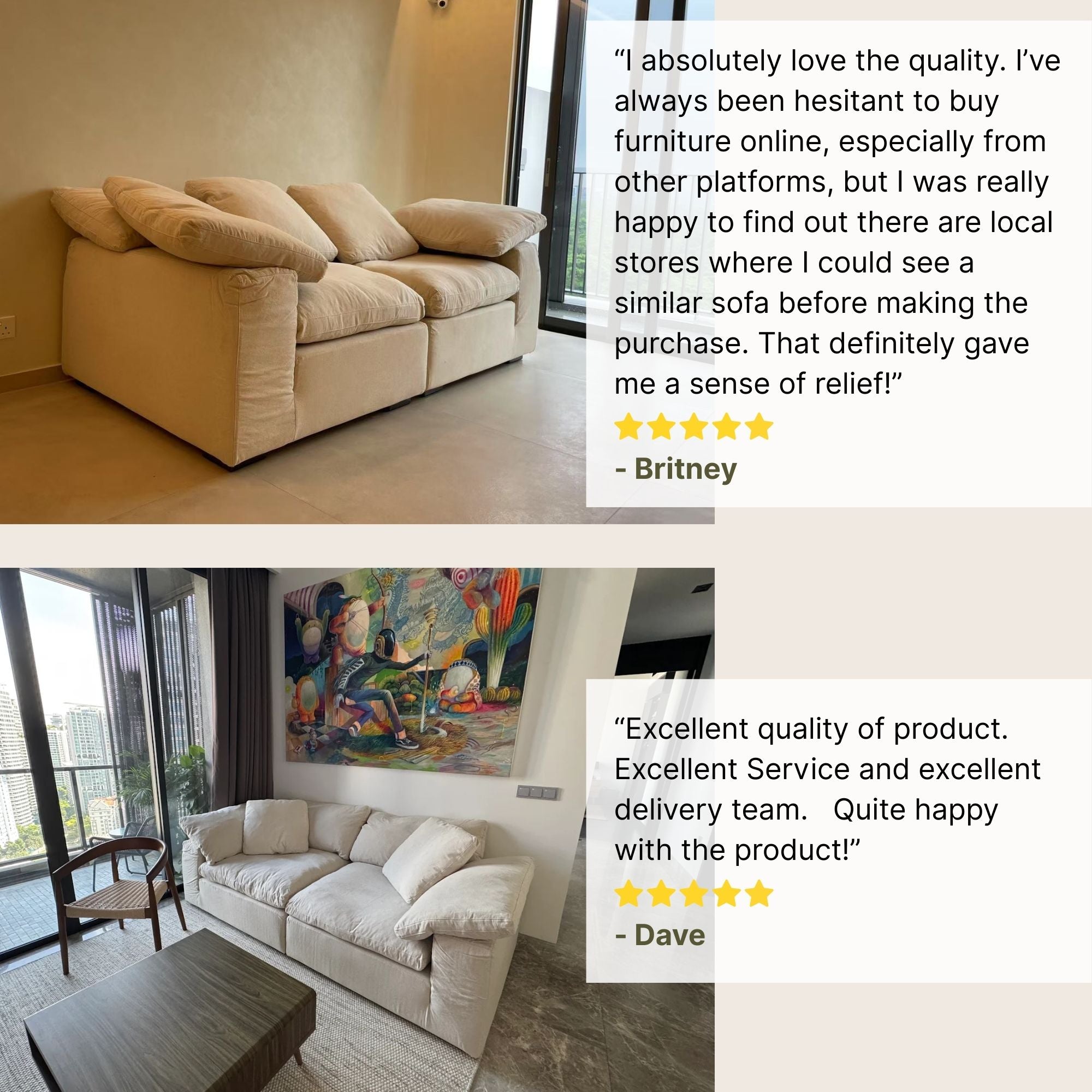 Good reviews for cloud fabric sofa