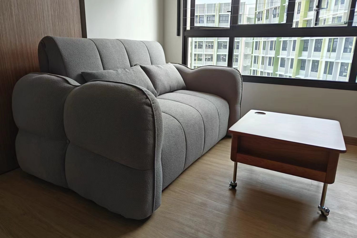 Clover 175cm grey boucle fabric electric sofa bed