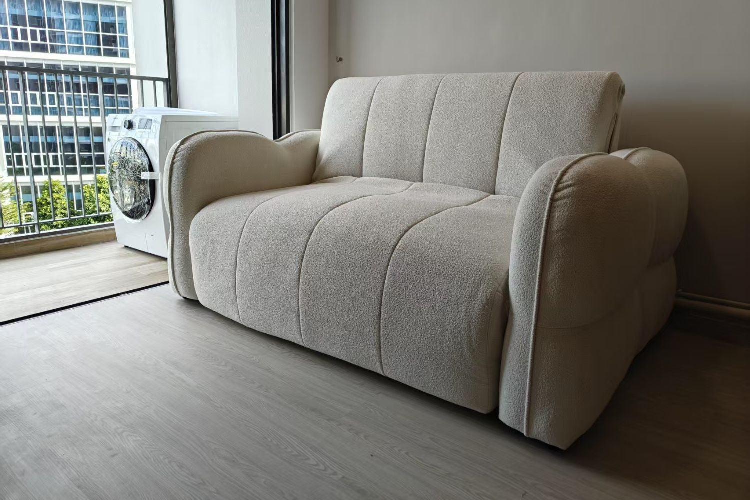 Clover 175cm white boucle fabric sofa bed