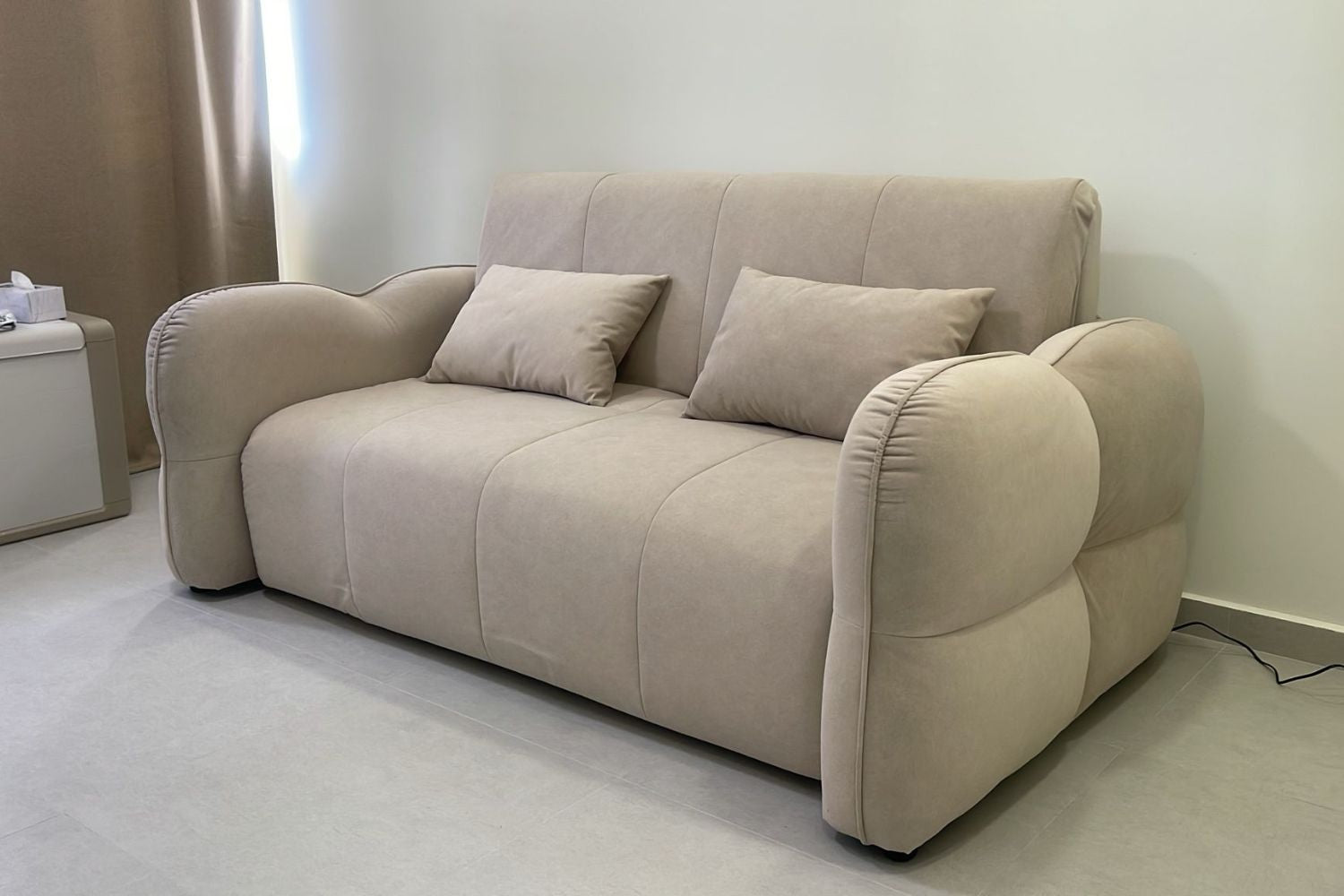 Clover 3 seater beige pet friendly fabric electric sofa bed
