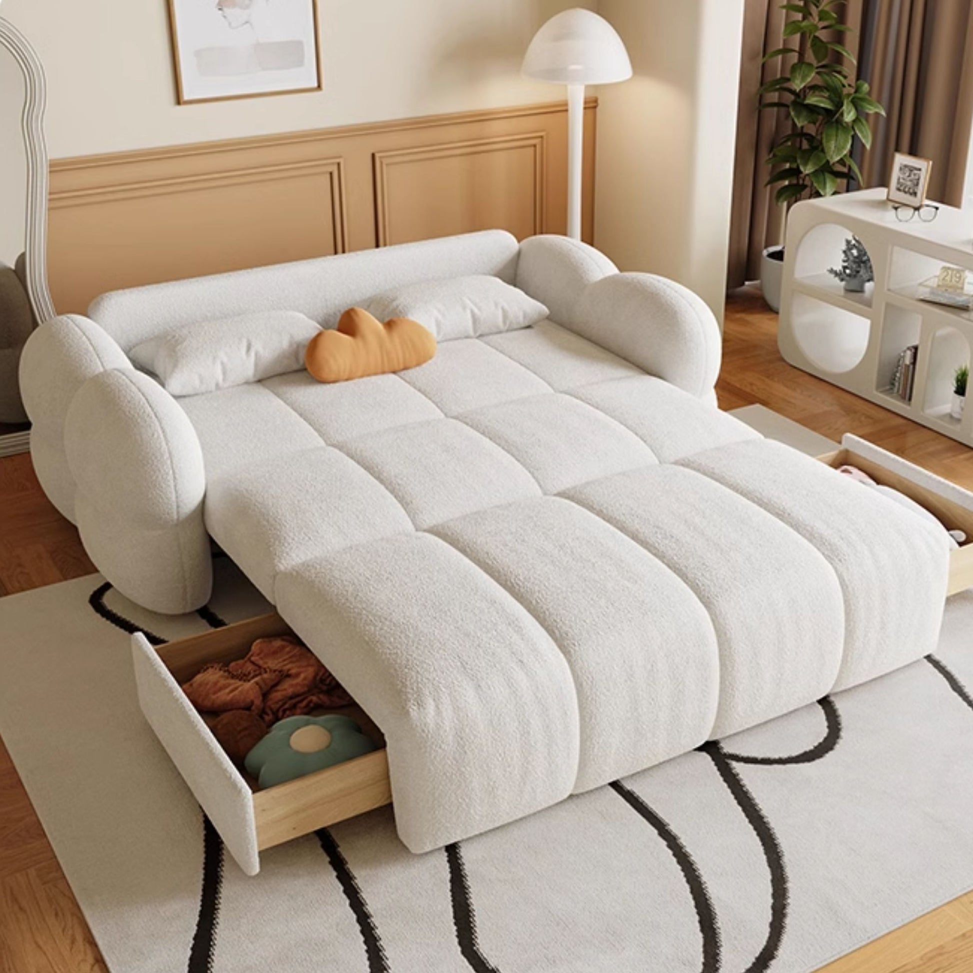 Clover white electric fabric sofa bed