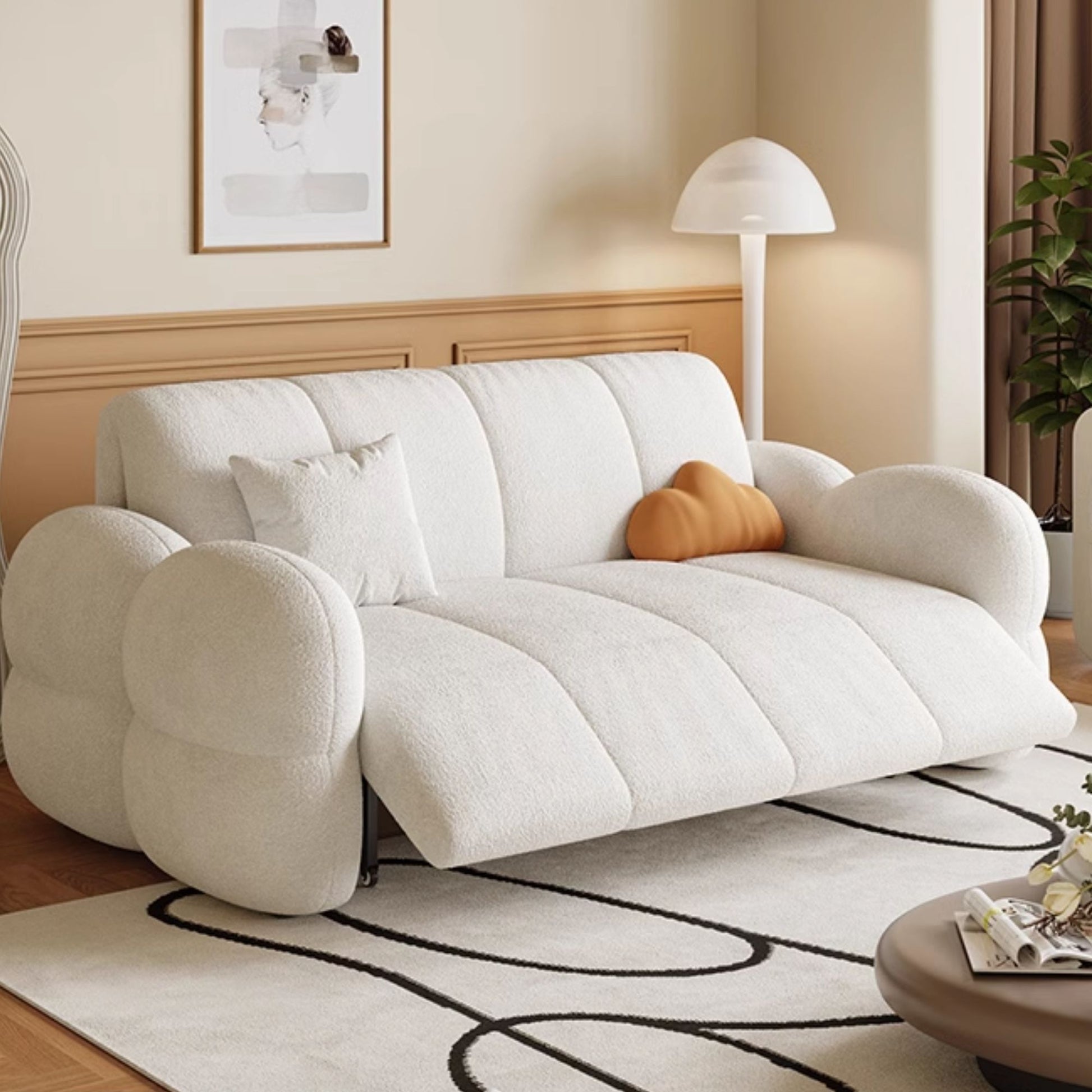 Clover white electric fabric sofa bed