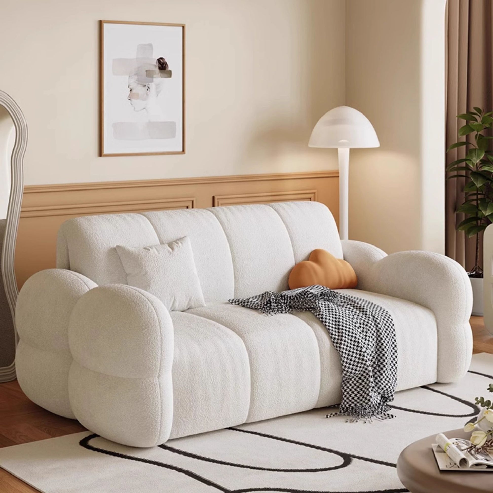 Clover white electric fabric sofa bed