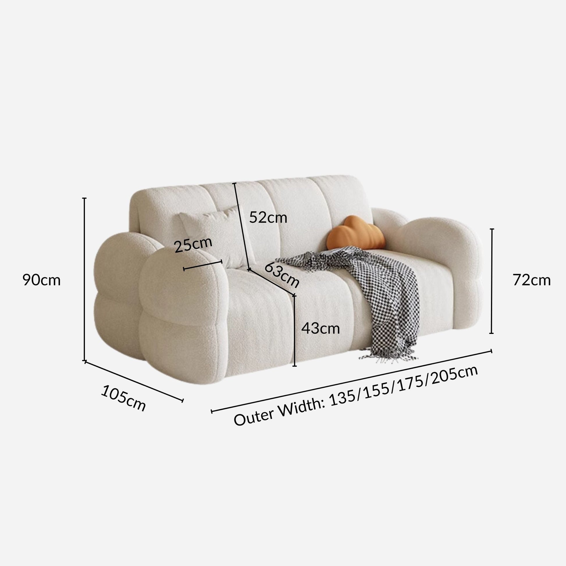Clover white electric fabric sofa bed