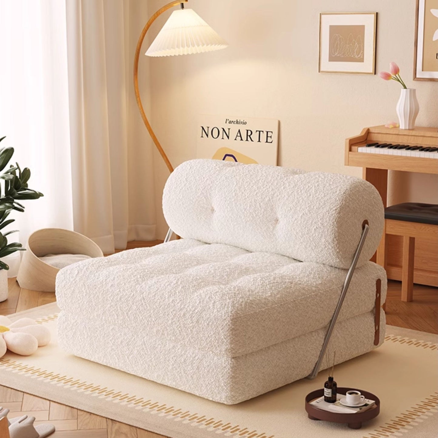 Cob fabric sofa bed white