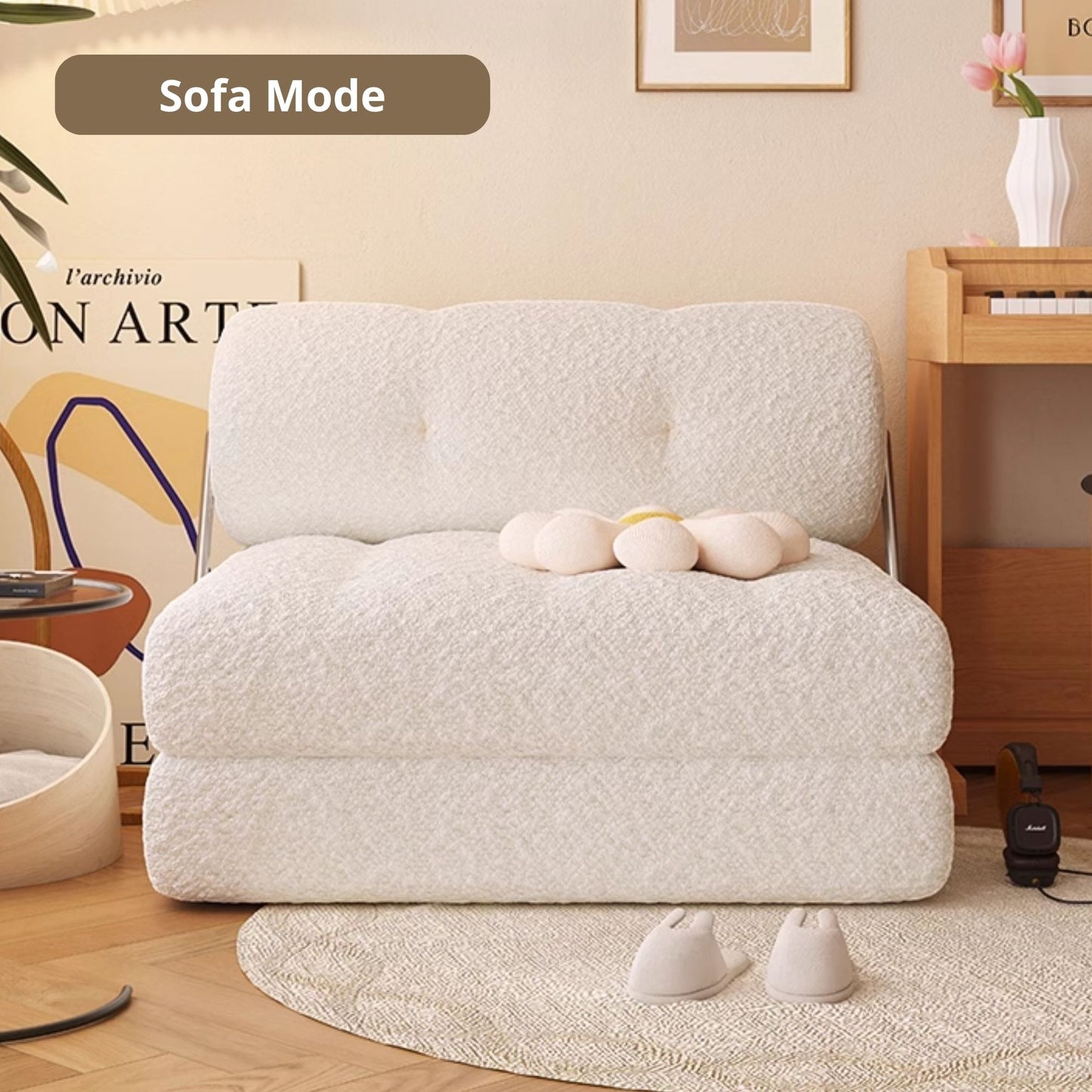 Cob fabric sofa bed white