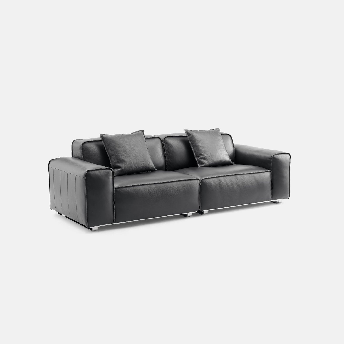 Colby black top grain full leather 2 seat sofa