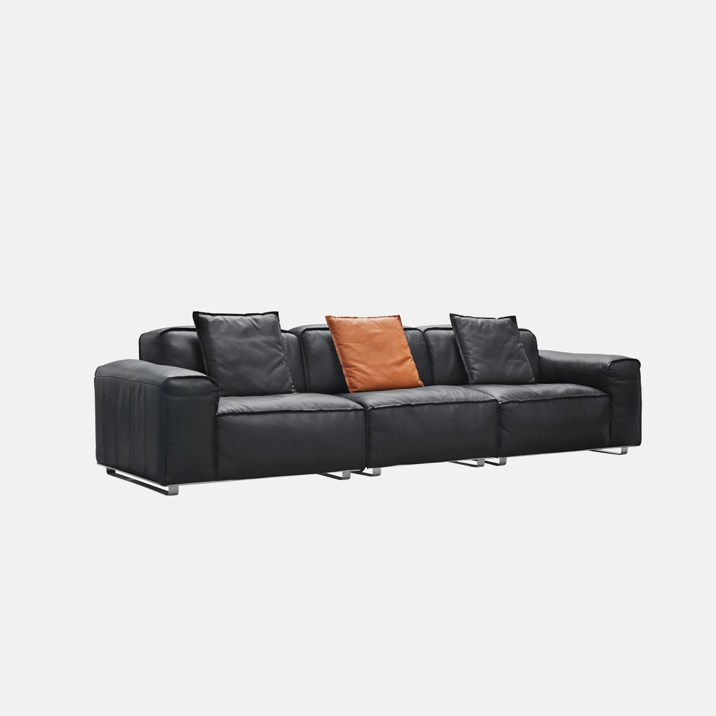 Colby black top grain full leather 3 seat sofa