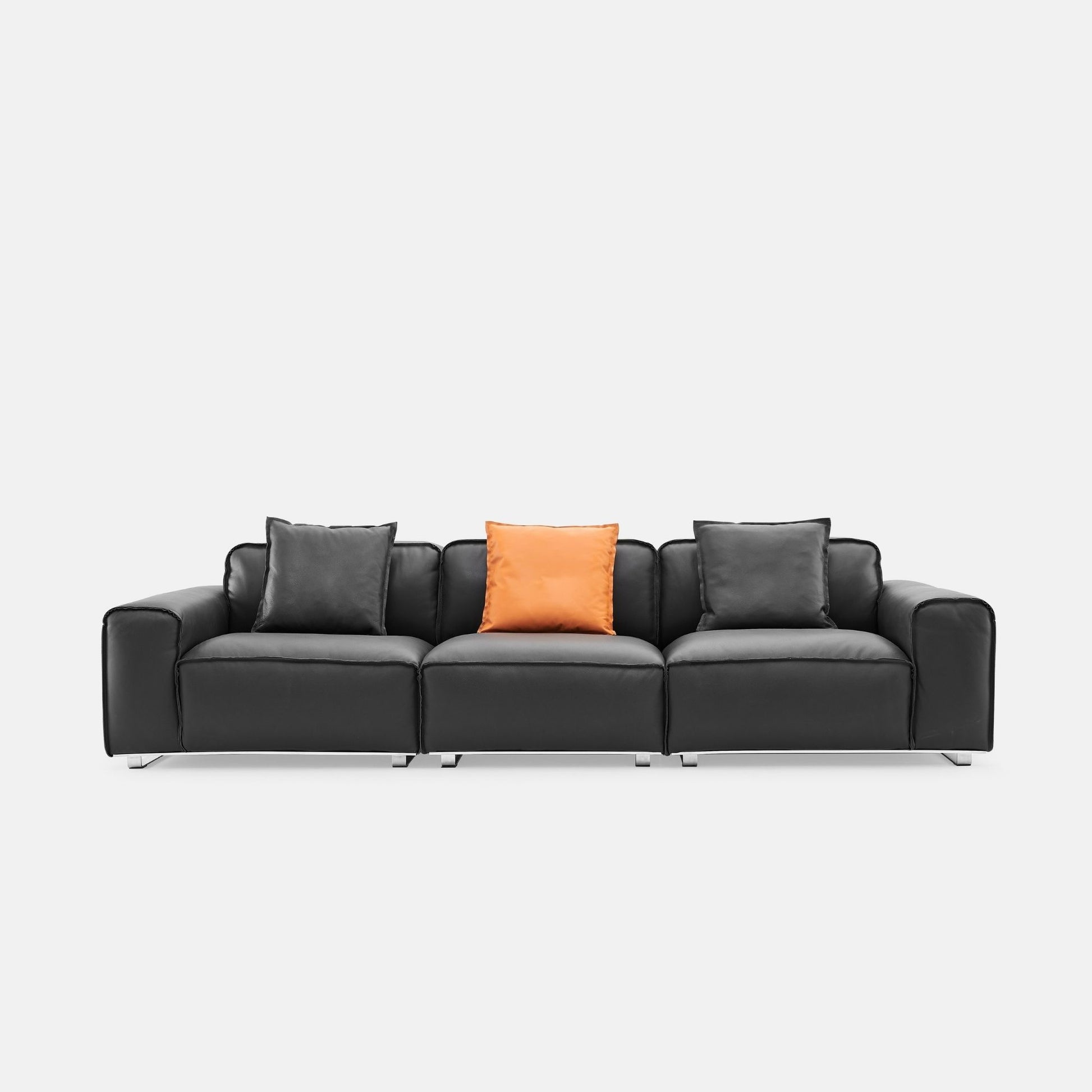 Colby black top grain full leather 3 seat sofa