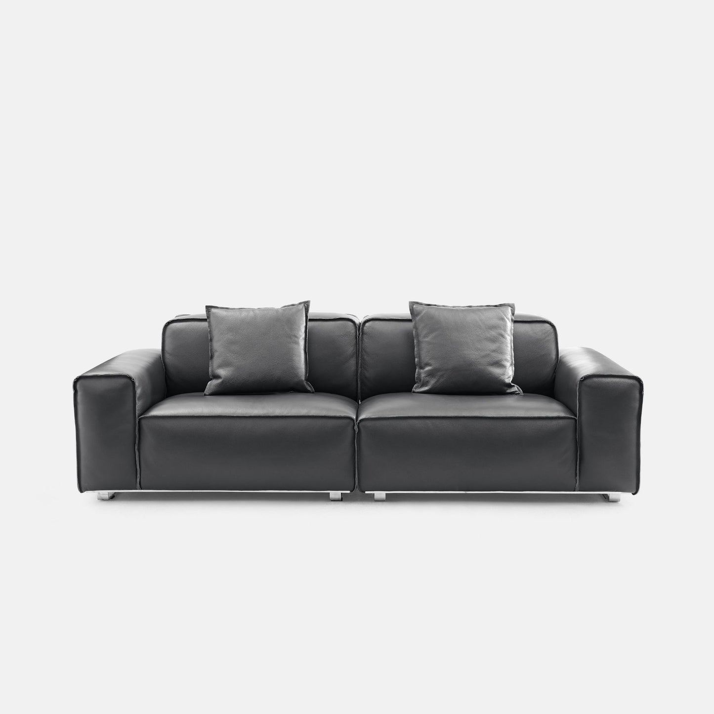 Colby black top grain half leather 2 seat sofa