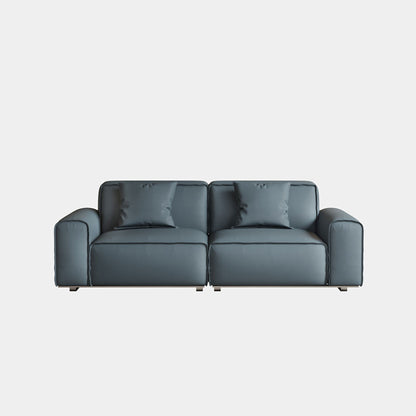 Colby blue top grain full leather 2 seat sofa