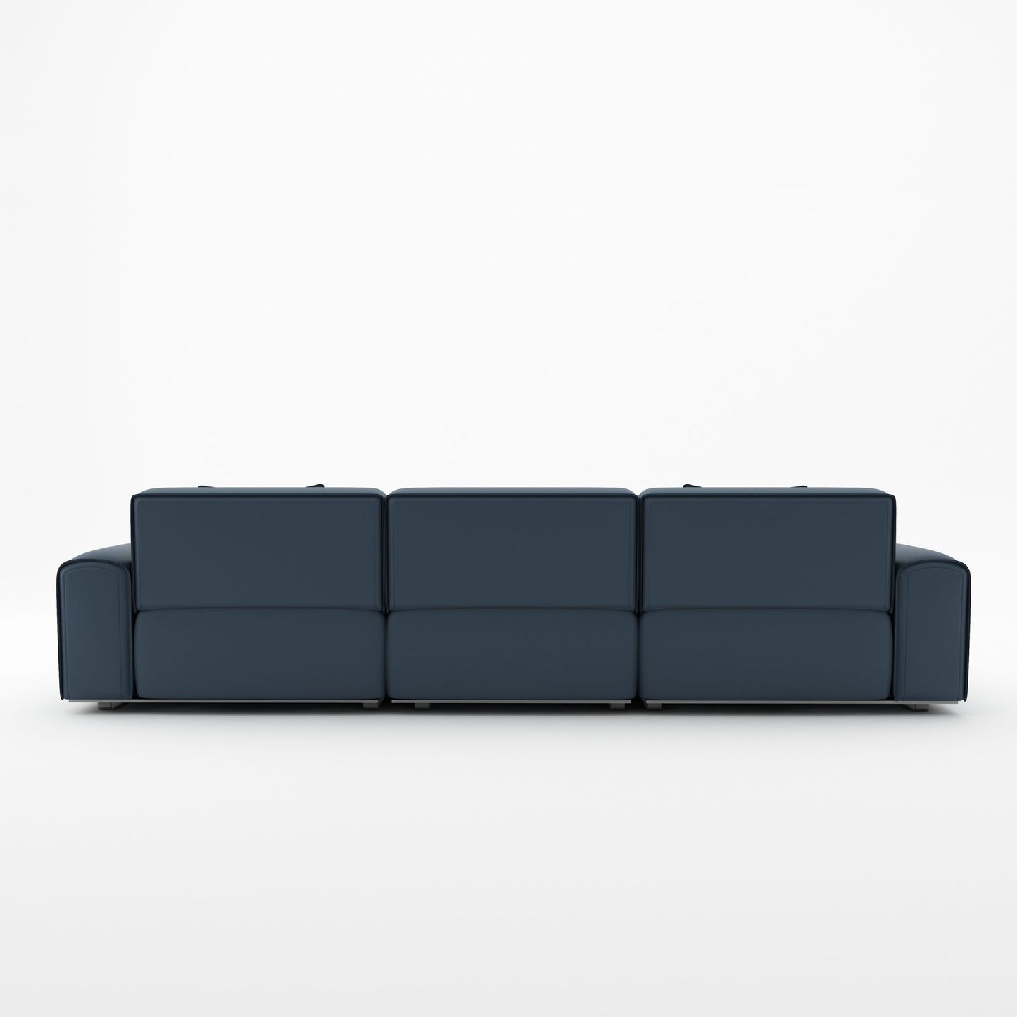 Colby blue top grain full leather 3 seat sofa