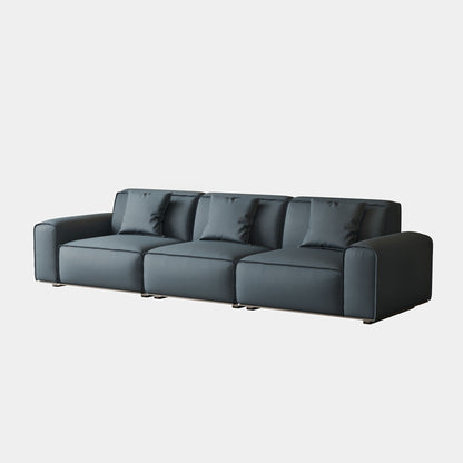Colby blue top grain full leather 3 seat sofa