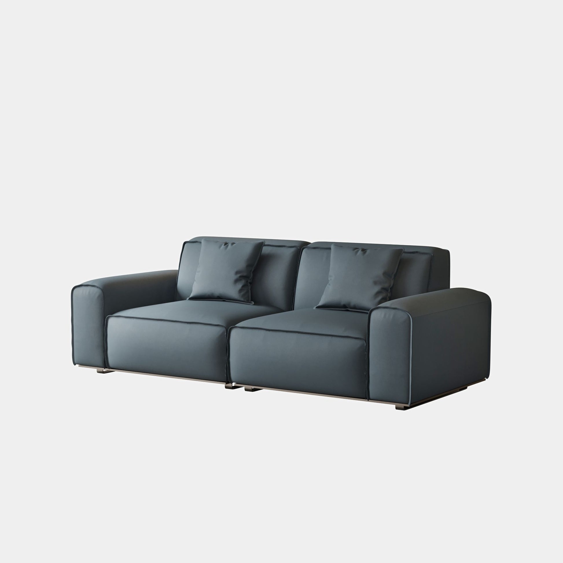 Colby blue top grain half leather 2 seat sofa