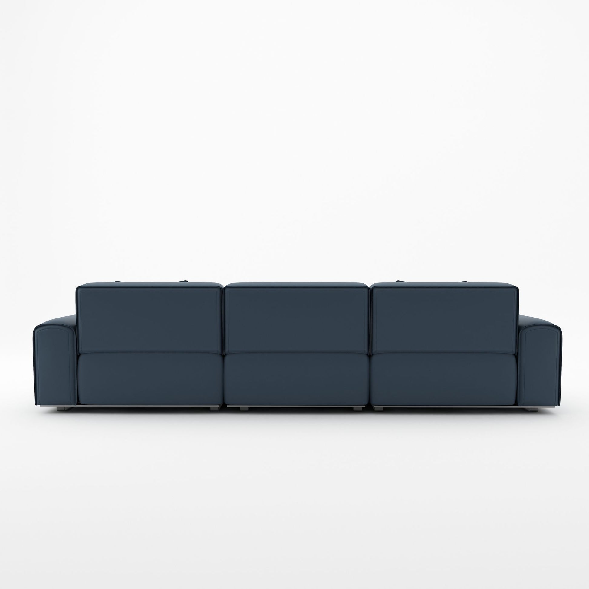 Colby blue top grain half leather 3 seat sofa