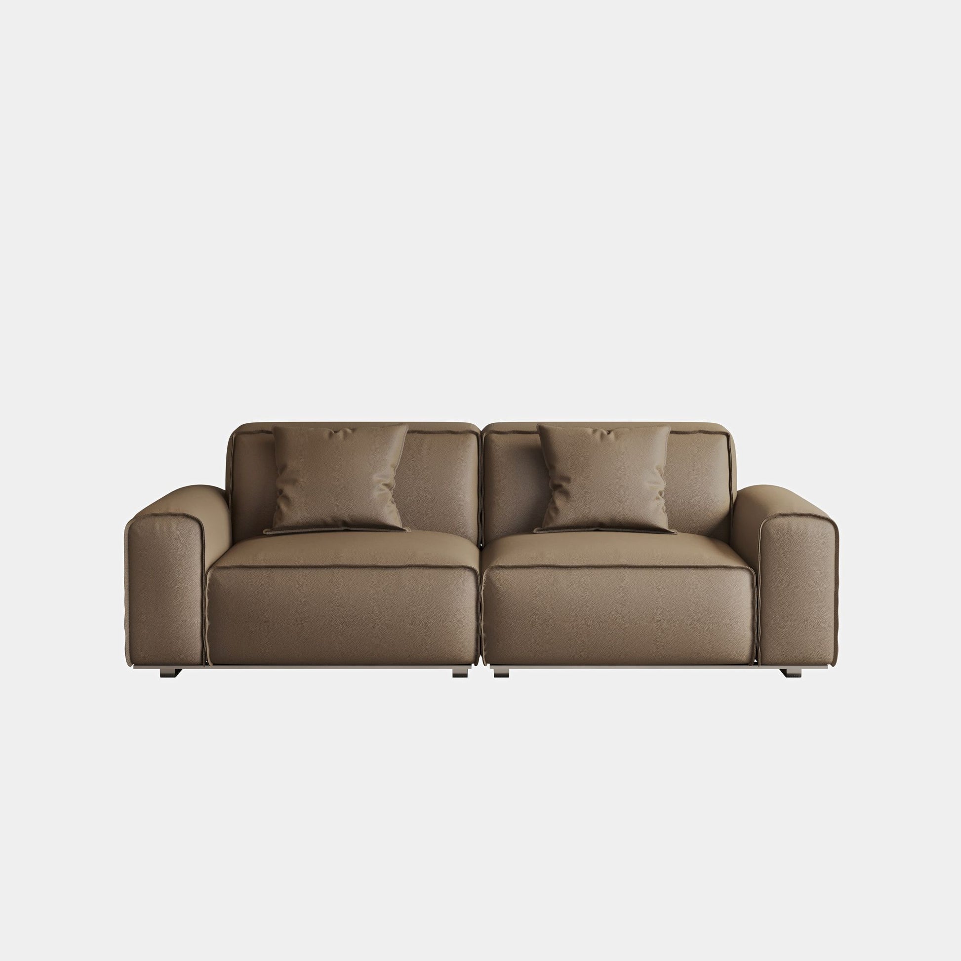 Colby dark brown top grain half leather 2 seat sofa