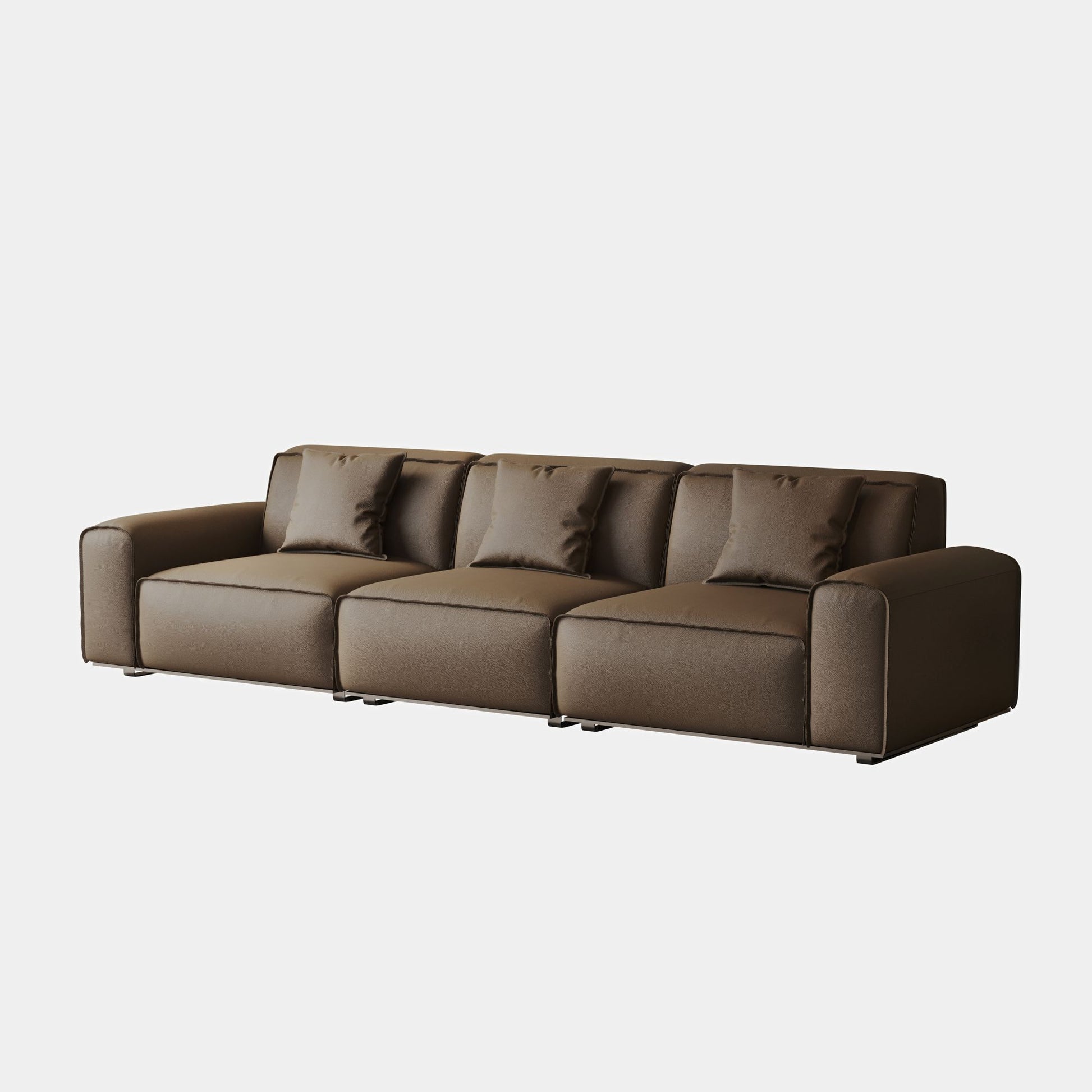 Colby dark brown top grain half leather 3 seat sofa