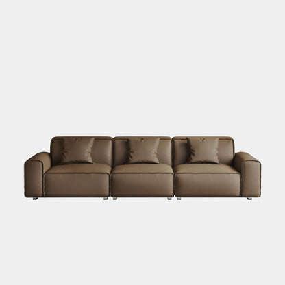 Colby dark brown top grain half leather 3 seat sofa