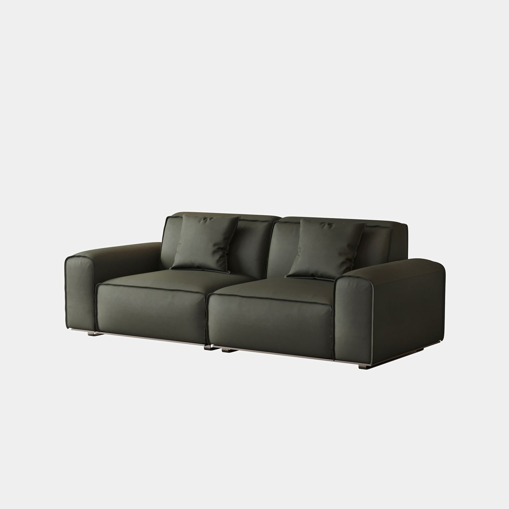 Colby dark green top grain full leather 2 seat sofa