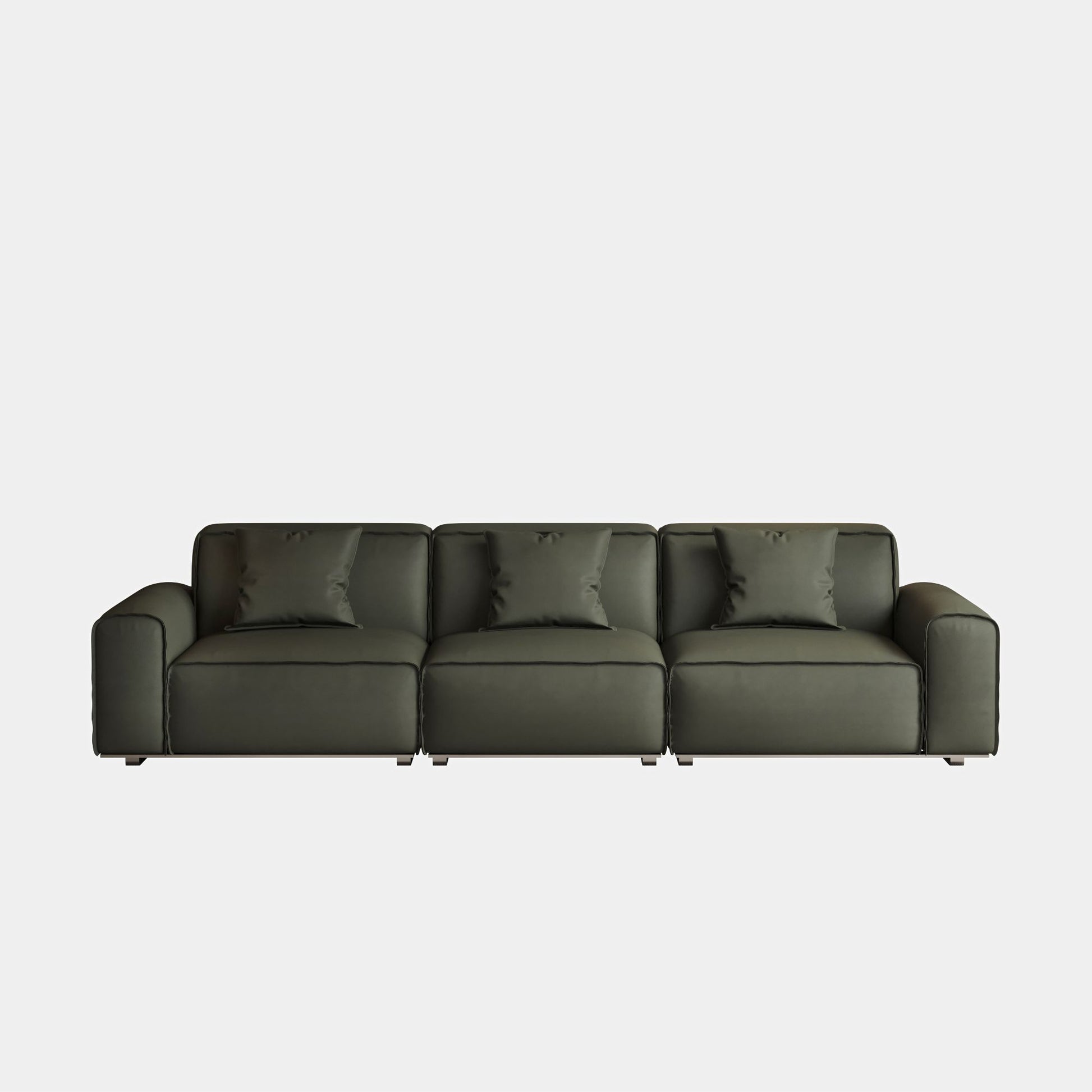 Colby dark green top grain full leather 3 seat sofa
