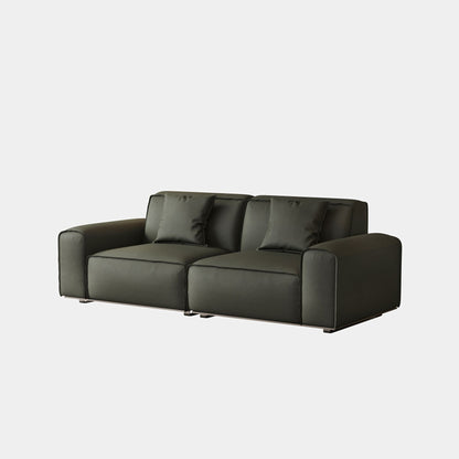 Colby dark green top grain half leather 2 seat sofa