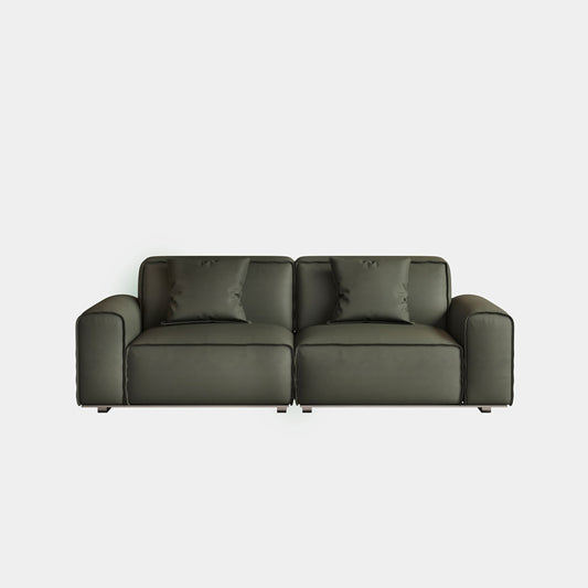 Colby dark green top grain half leather 2 seat sofa