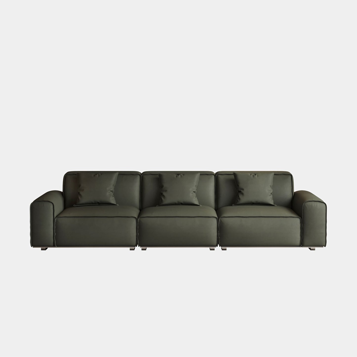 Colby dark green top grain half leather 3 seat sofa