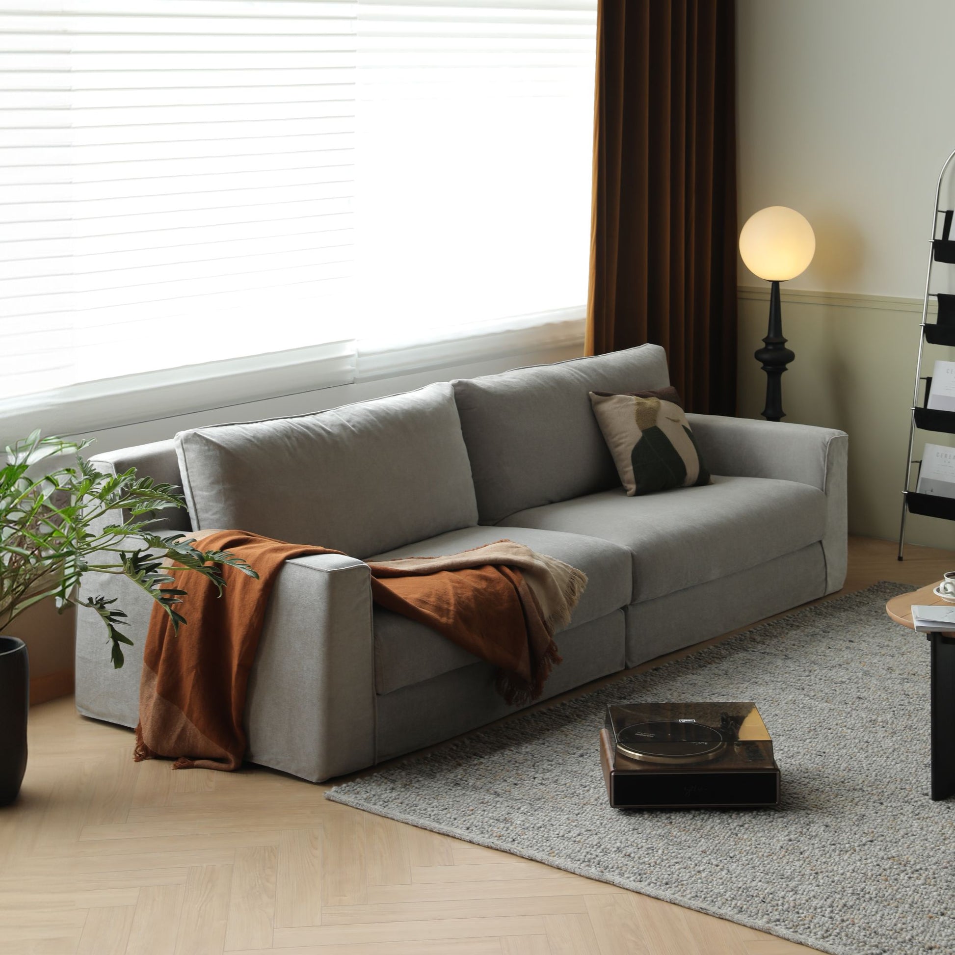 Comfort grey fabric sofa