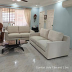 2 + 3 seater Comfort white fabric sofa sample in real homes