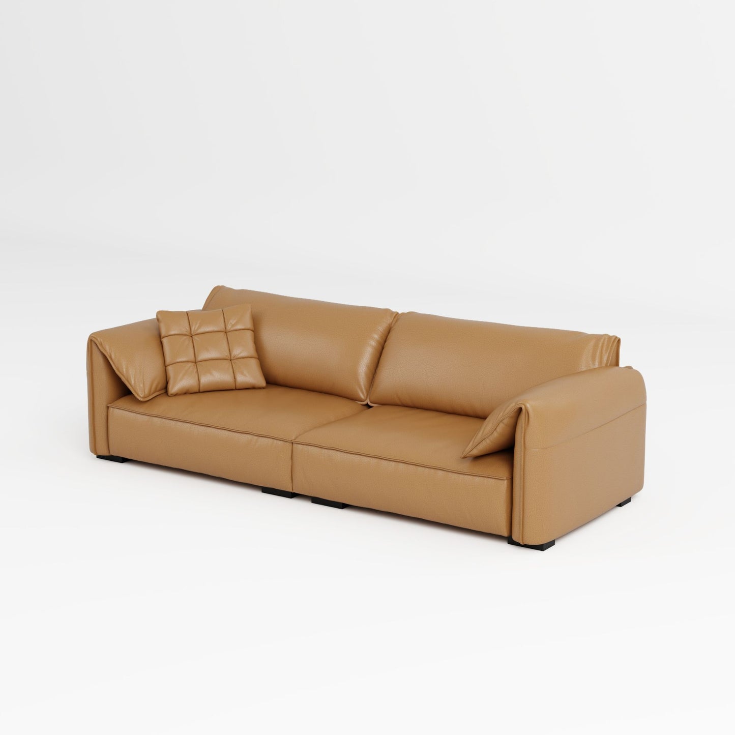 Comfy brown top grain half leather sofa