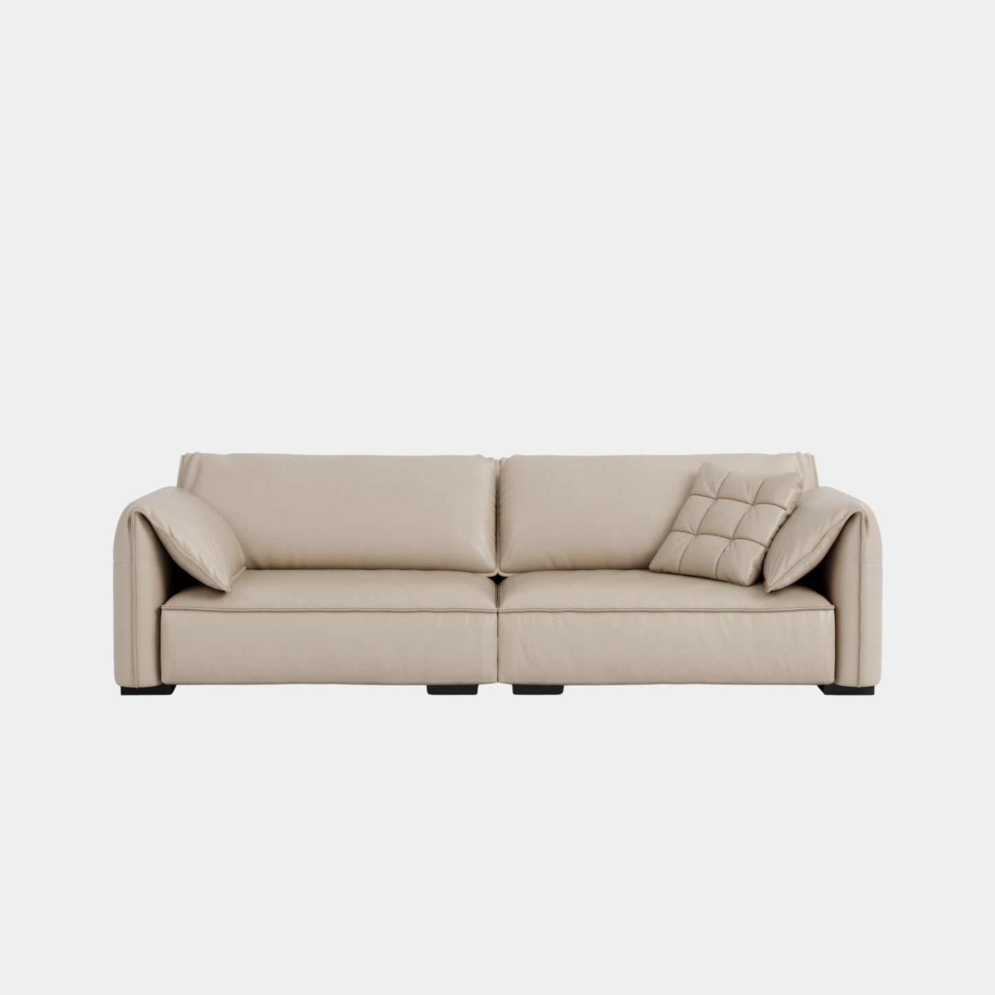 comfy full leather sofa beige