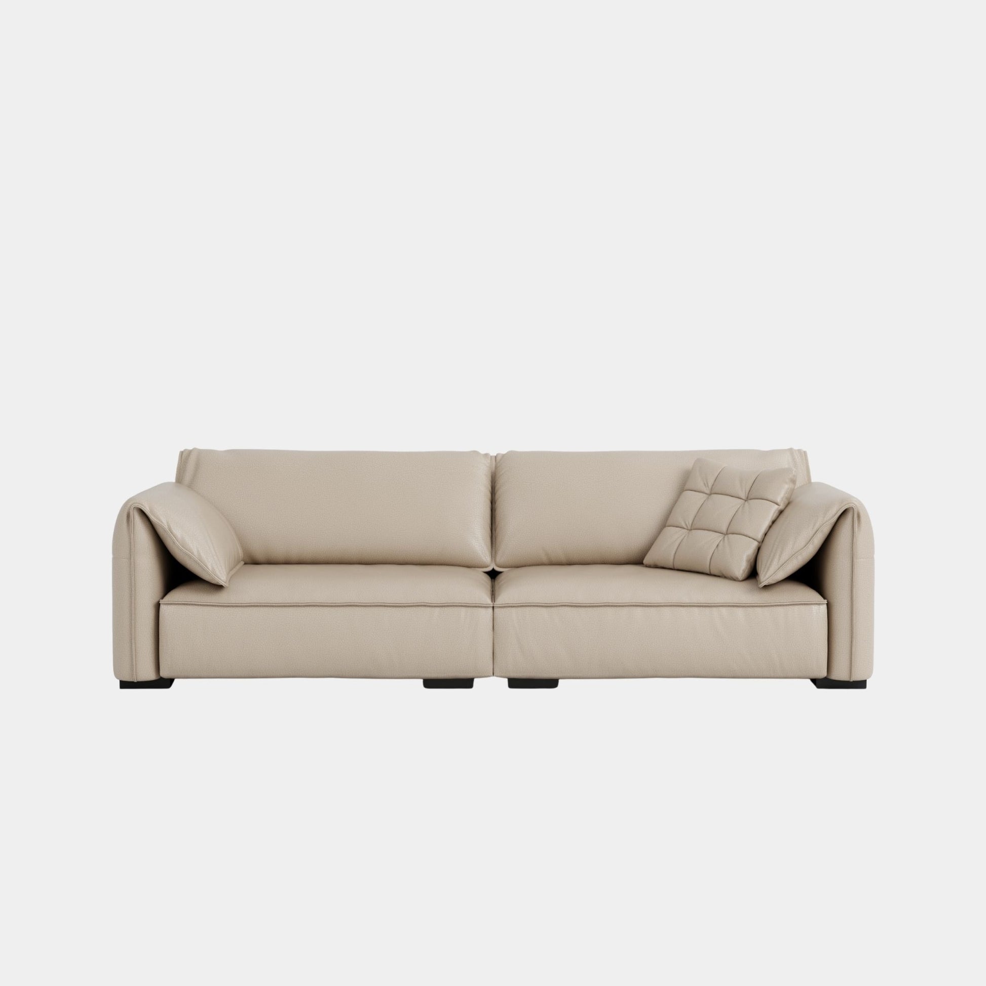 comfy full leather sofa beige
