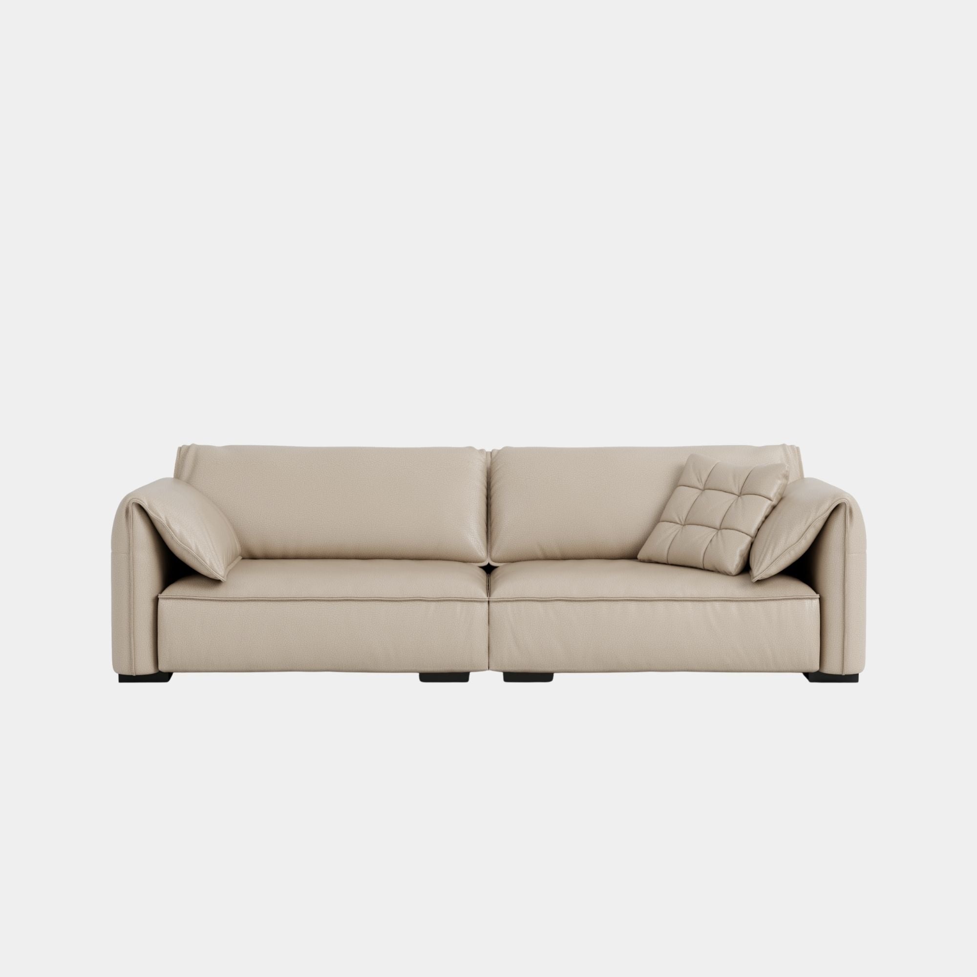 comfy full leather sofa beige