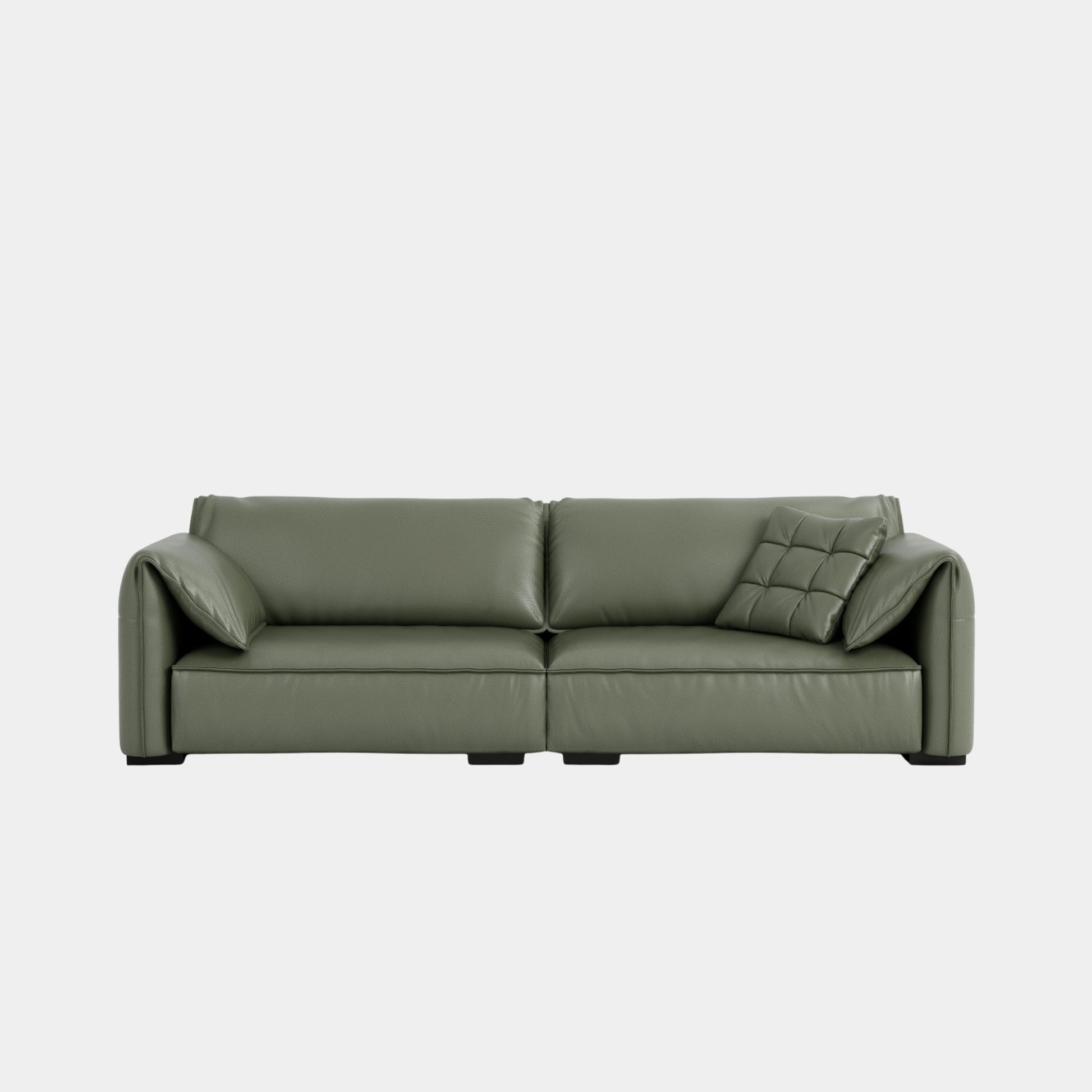 comfy full leather sofa green