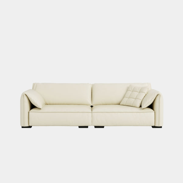 comfy full leather sofa white
