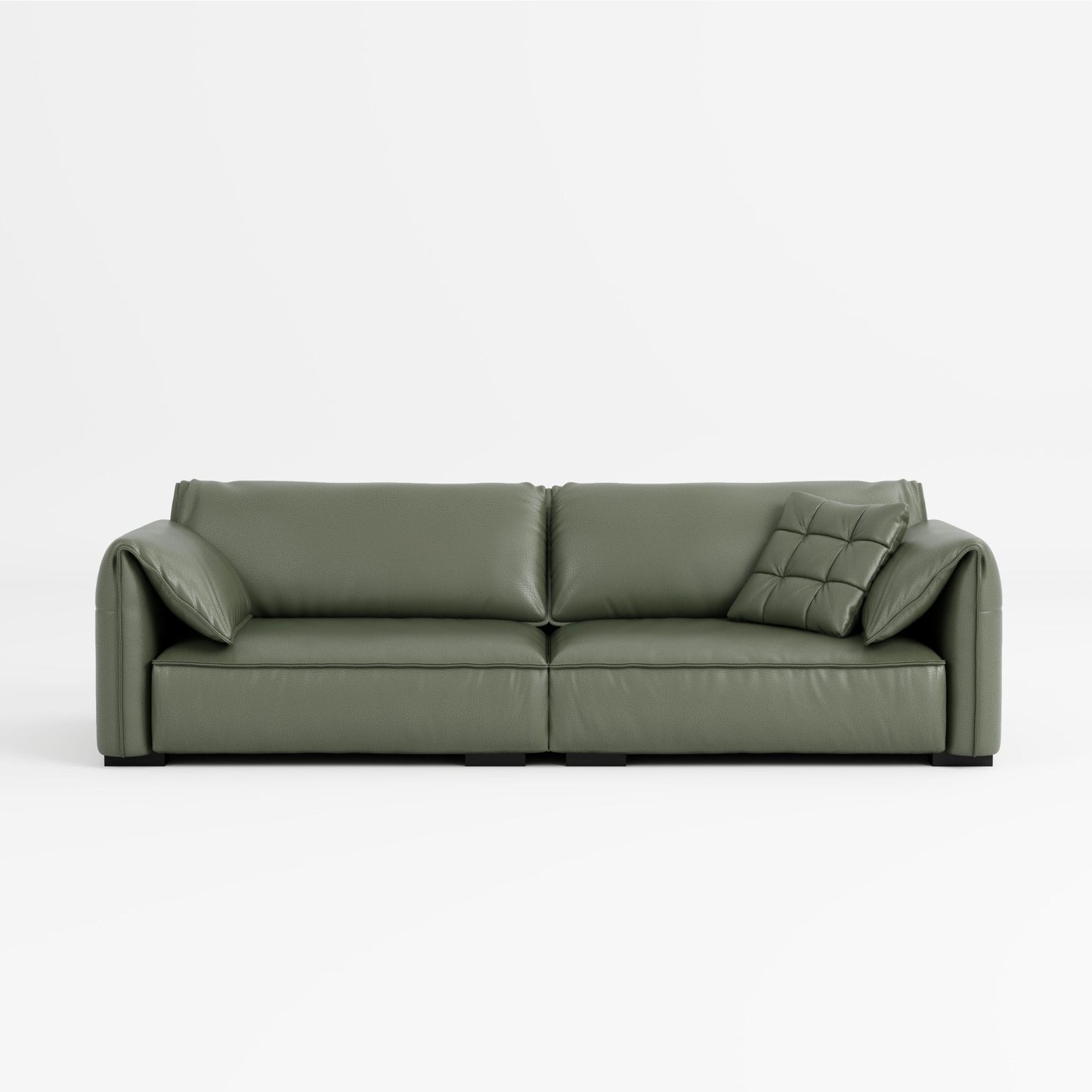 Comfy green top grain full leather sofa